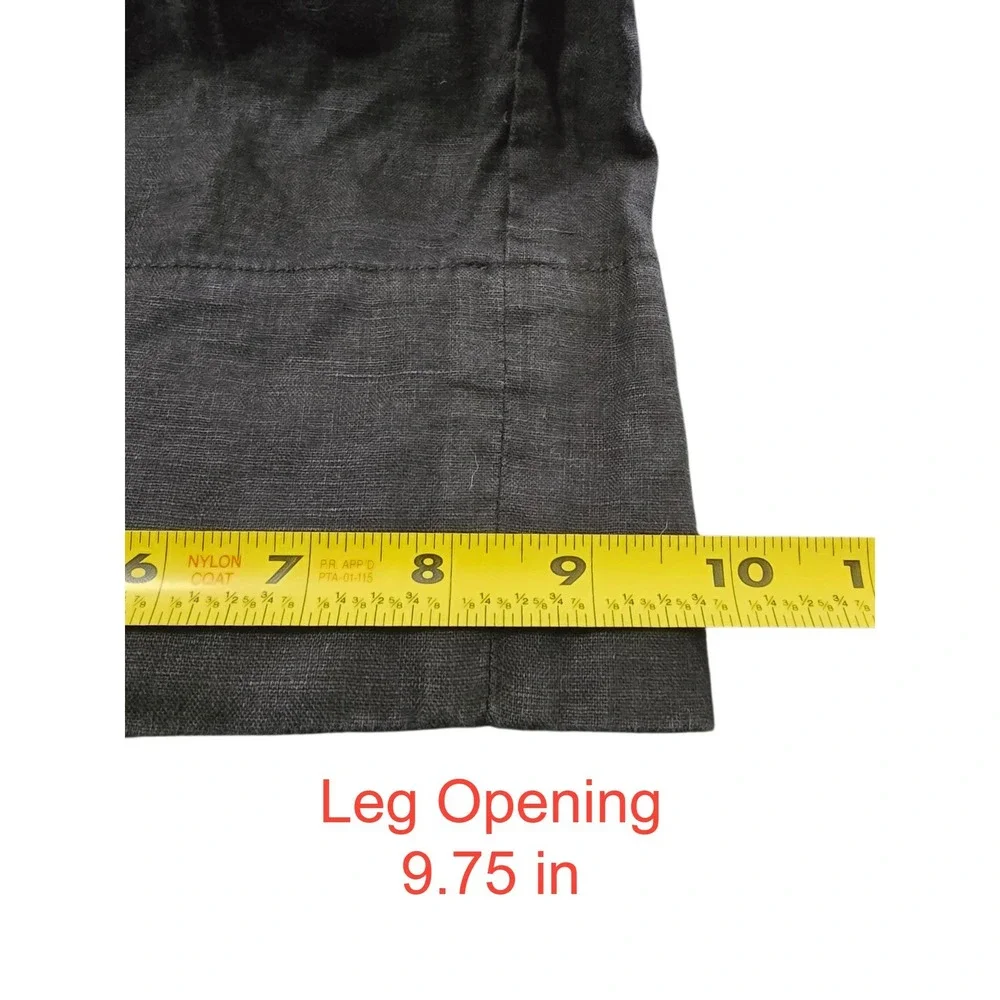 Everlane The Linen Easy High Rise Wide Leg Ankle Pant In Black Sz L